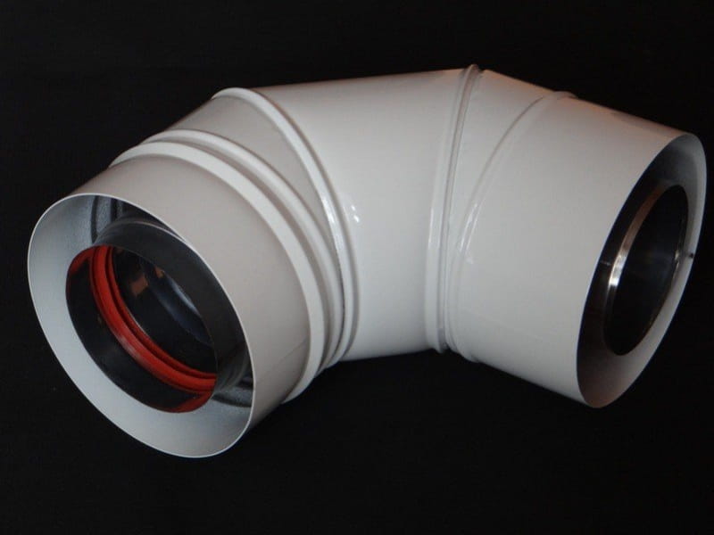  Kolano kominowe DN 60/100, 90 st  białe do kotłów kondensacyjnych i turbo