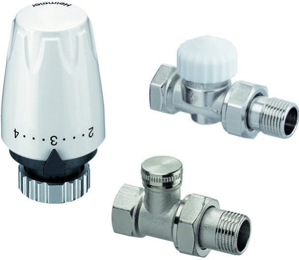 Głowica termostatyczna + Zawór term + odcinający PROSTY 1/2" IMI HEIMEIER DX - Zestaw [DXCALRADP12]