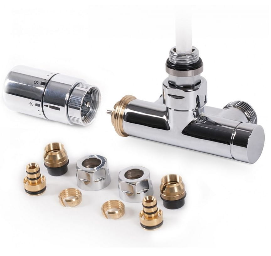  TERMA Slim 50 mm z rurką  (chrom) - Zestaw termostatyczny kątowy (PRAWY)