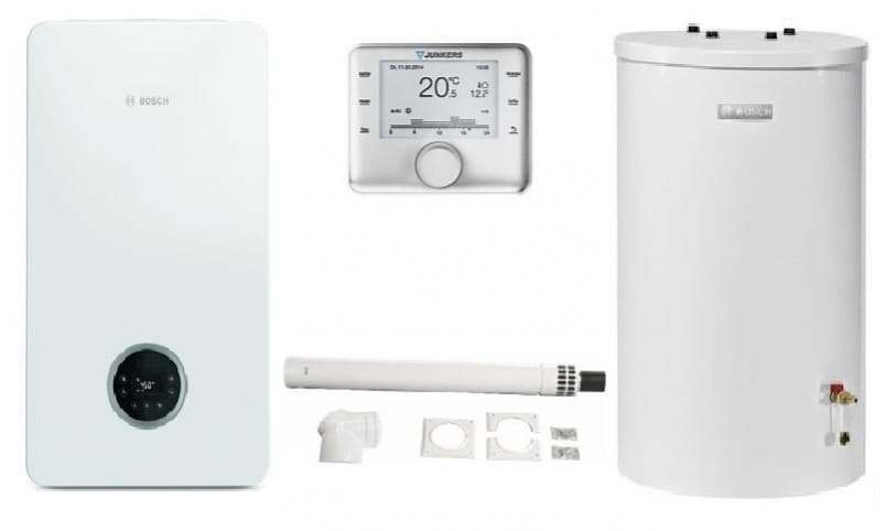 Bosch CONDENS GC2300iW 15P + Zasobnik WST 120-5O + CW 400 + zestaw przez ścianę (8734100644)