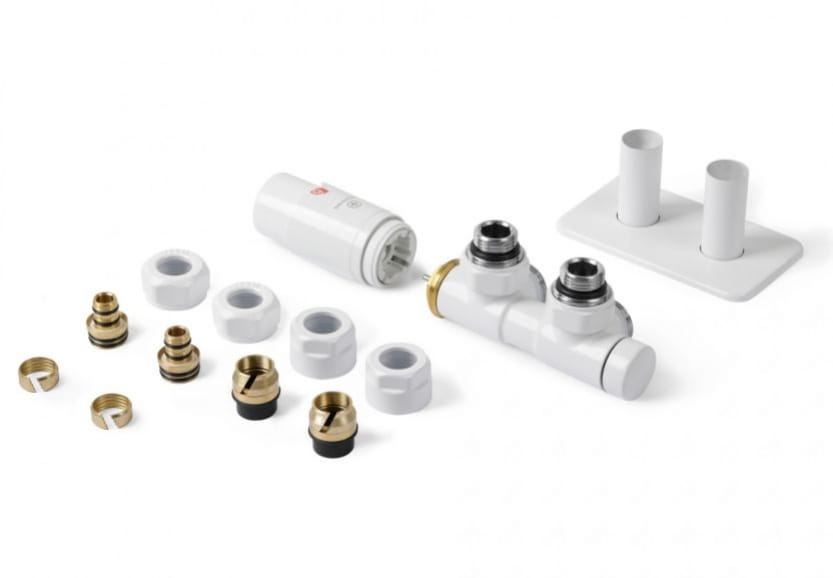  TWINS ALL IN ONE (Biały) - Zestaw termostatyczny kątowy (LEWY)