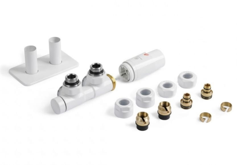  TWINS ALL IN ONE (Biały soft) - Zestaw termostatyczny kątowy (PRAWY)