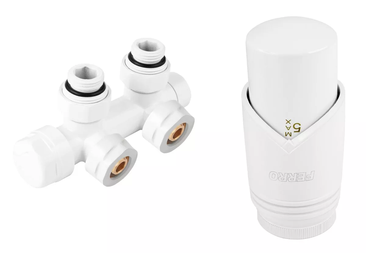  FERRO 50 mm (biały) - Zestaw termostatyczny kątowy ZTD30WH