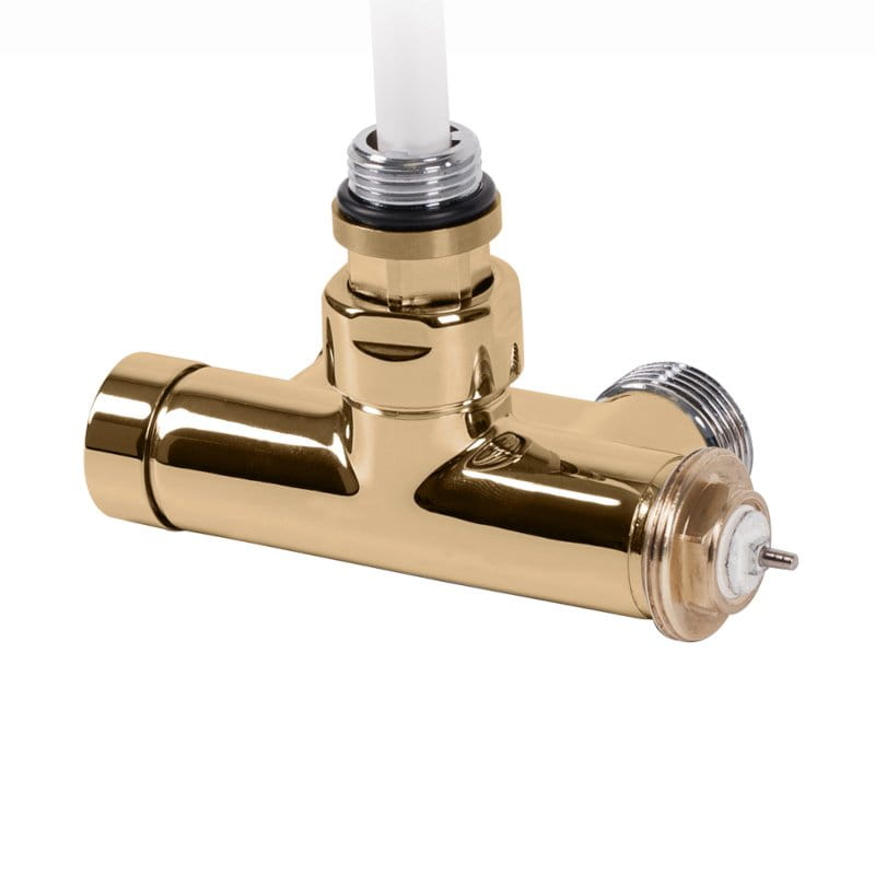  Zawór termostatyczny kątowy z rurką zanurzeniową (Złoty)