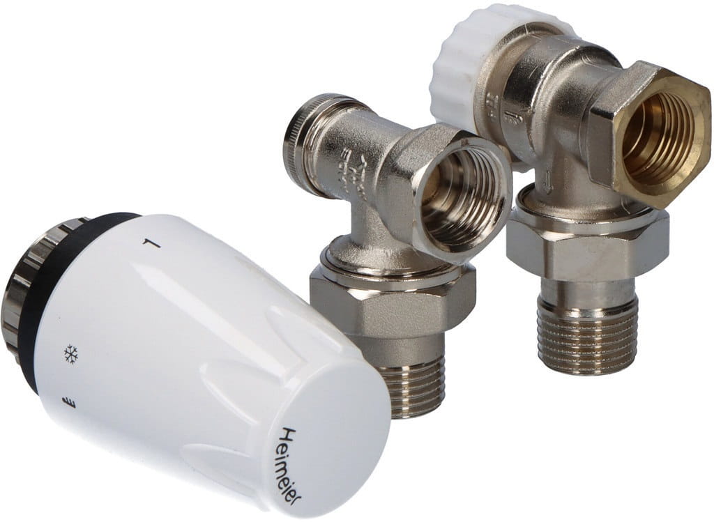  Głowica termostatyczna + Zawór term + odcinający KĄTOWY 1/2" IMI HEIMEIER DX - Zestaw [DXCALRADK12]