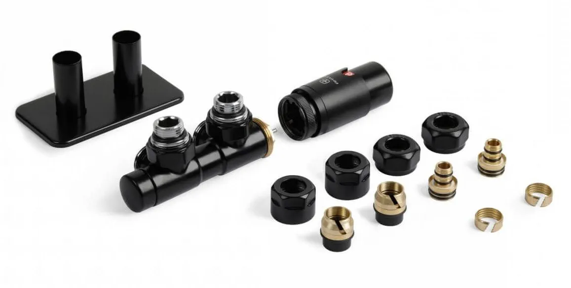 TWINS ALL IN ONE (czarny mat) - Zestaw termostatyczny kątowy (PRAWY)