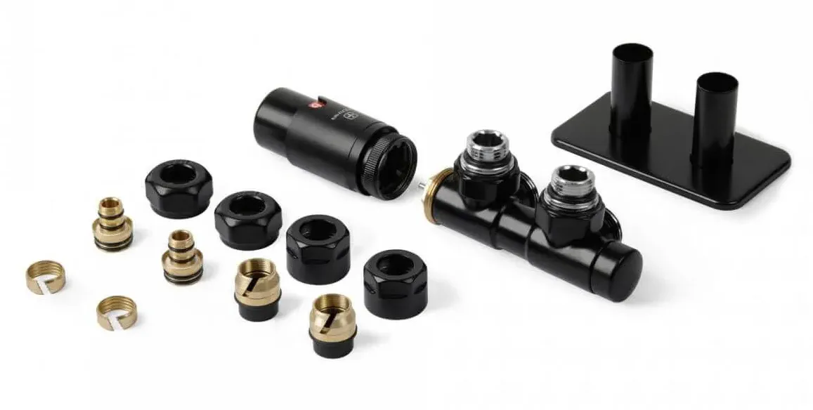 TWINS ALL IN ONE (czarny mat) - Zestaw termostatyczny kątowy (LEWY)