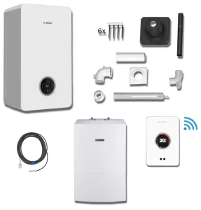 Bosch CONDENS GC2300iW 20P + Zasobnik WD120 + Regulator CT200 + zestaw powietrzno-spalinowy Ø60/100-Ø60 do szachtu (2519) 8734100903