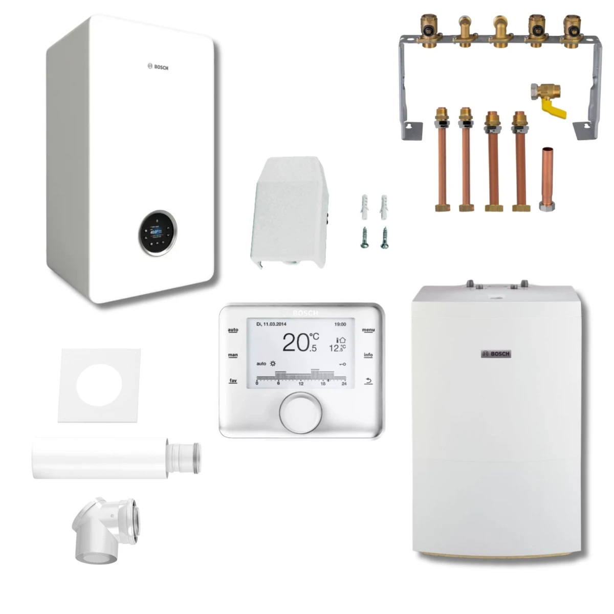 Bosch CONDENS GC5700iW 24P + Zasobnik WST 120l + CW 400 + zestaw do szachtu 8734100849